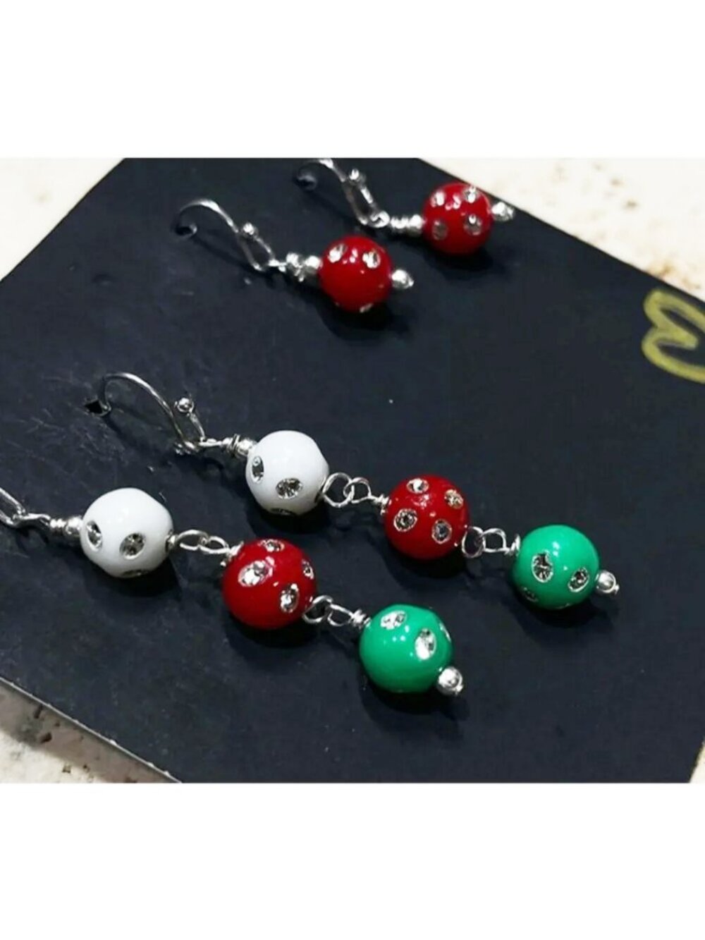 Mother & Daughter Christmas Dangling Earrings—Pierced & Clips—Stocking Stuffer